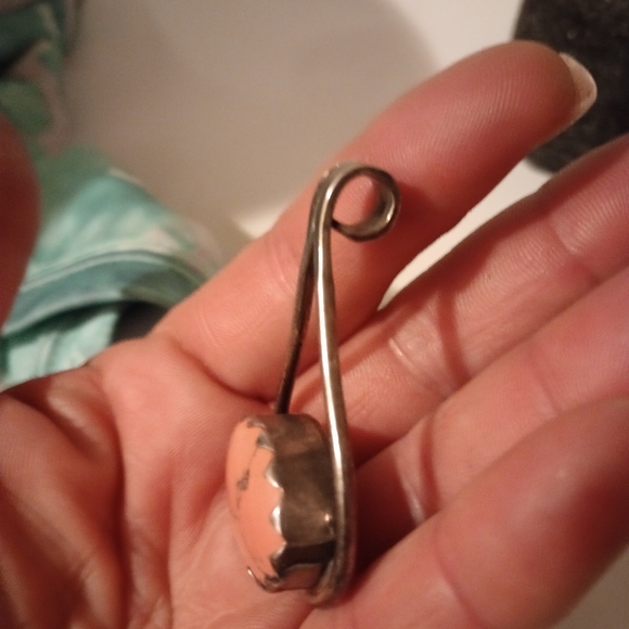 Coral Agate and silver pendant. - Picture 3 of 4